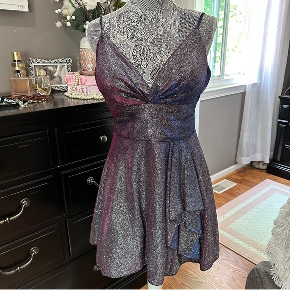 Blondie Nites by Stacy Sklar Glitter Iridescent Mini Dress Size 11 - Picture 2 of 15